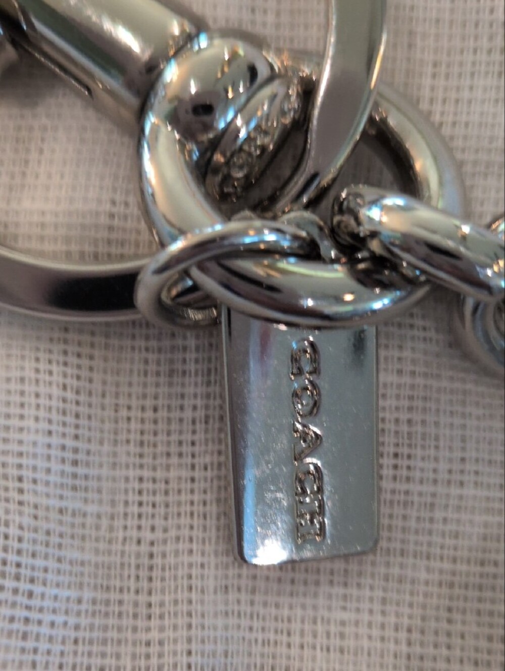 Coach Glitter Cherry Silver HTF Key Charm with Light Gray Sparkle - Picture 5 of 5